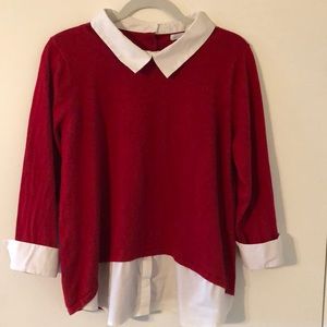 New York & Co sweater with shirt collar and cuffs